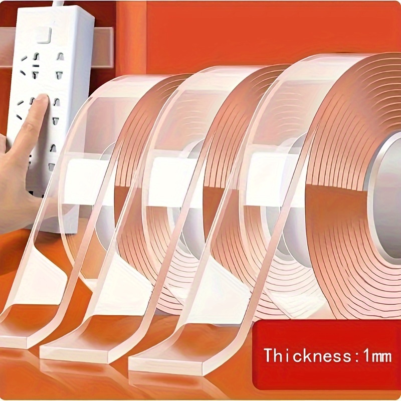 

3 Rolls Of Double-sided Tape, Reusable, Non Marking, Strong Tape Strips, Multi-purpose, Detachable, Washable, Transparent Installation Nano Tape, Used For Pasting In Home Office Vehicles