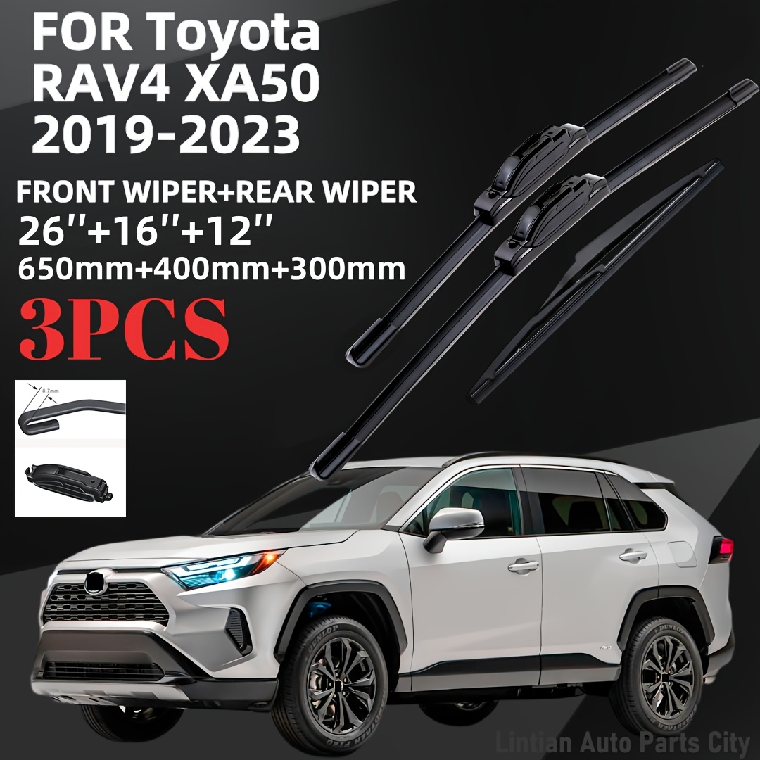 TEMU Car Windshield Wipers Suitable For Rav4 Xa50 2019-2023, Featuring Quiet, Durable, Stable Operation, And Performance - - 3pcs Set