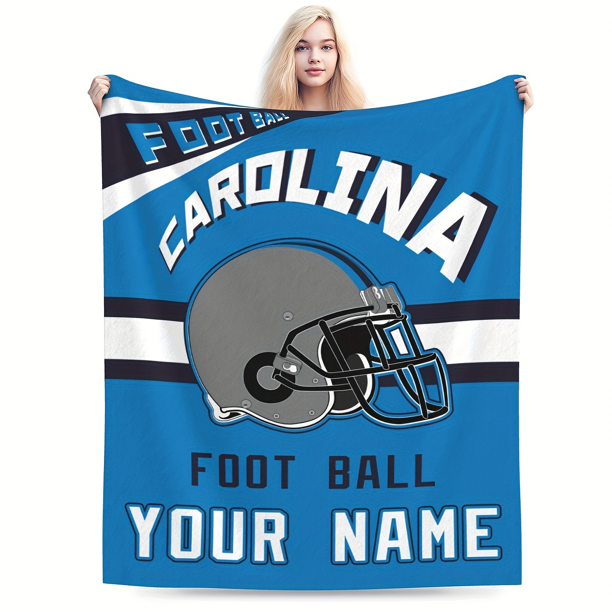 

Custom Name Carolina Football Fan Throw Blanket - Soft, Warm Polyester Fleece For Couch, Bed, Sofa | Perfect Gift For Sports Enthusiasts