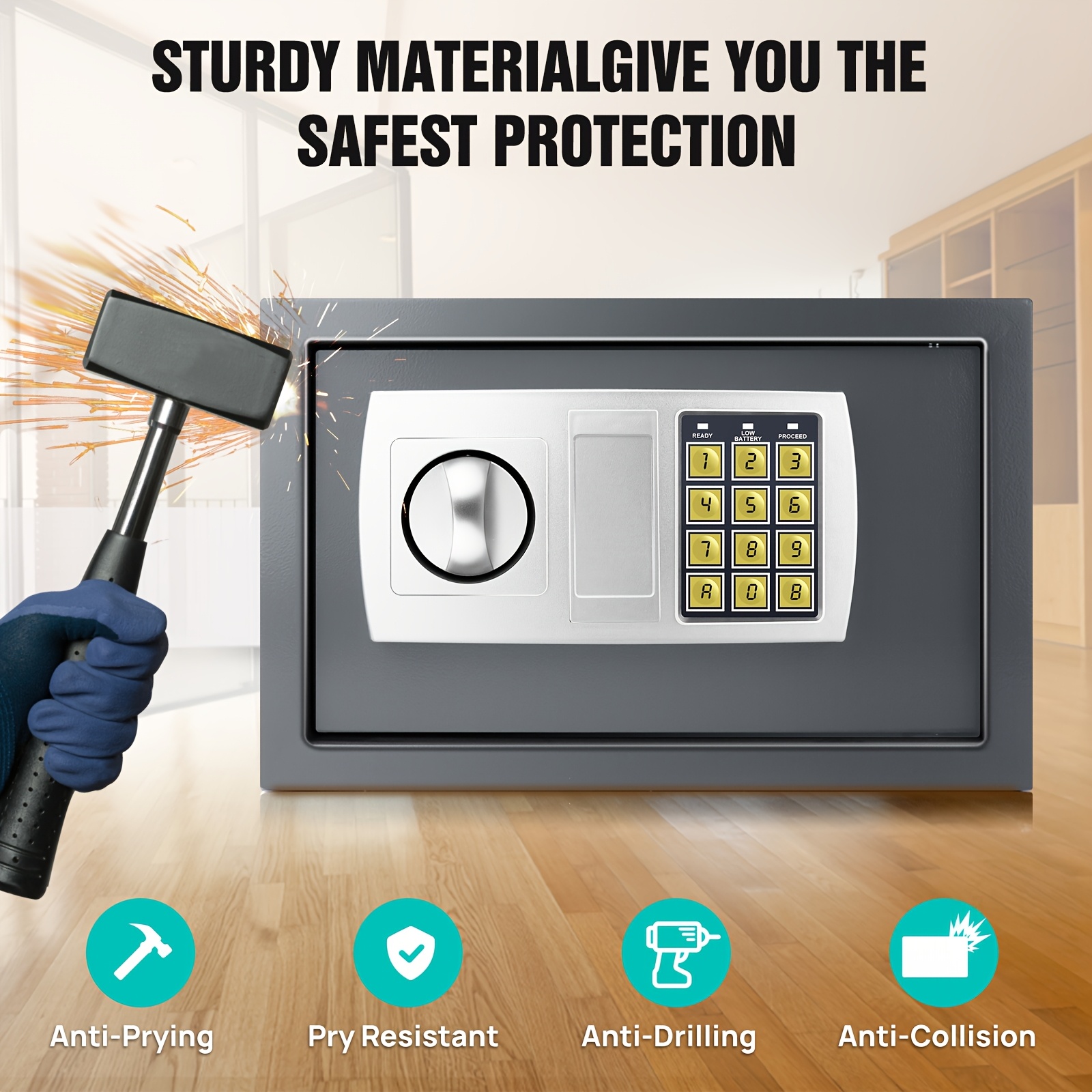 Small Mini All-Steel Safe, Wall-Mounted