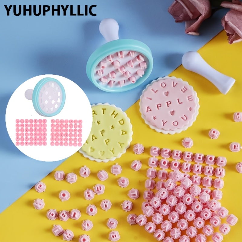 

Yuhuphyllic Alphabet Cookie Stamp Set, Food-safe Plastic Baking Stamps For Fondant, Gum Paste, And Cookies, With Letter And Pattern Attachments, For Diy Cake Decorating And Biscuit Making