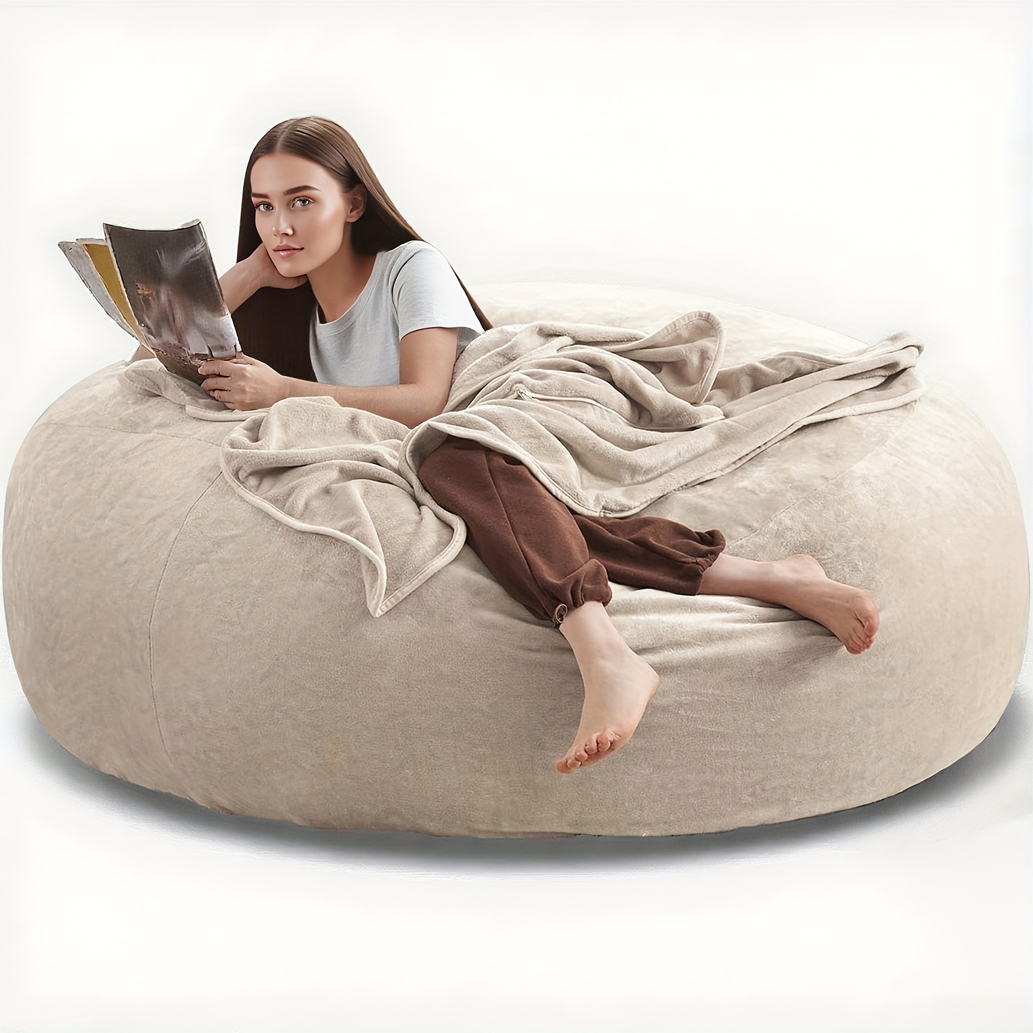 Large 4ft/5ft/6ft Bean Bag Chair Compatible for Adults - Oversized Sofa Bed Lounger with Memory Foam & Micro Velvet Cover, Soft Foam-Filled Furniture, Multi-Color Options (No Assembly) for Living Room, Bedroom - Ideal for Adults & - Image 10
