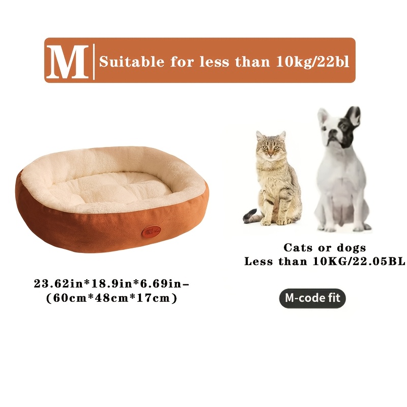 TEMU Cozy Pet Bed - Soft, Thickened Oval Nest For , , Ideal For Small To Large Breeds, Machine Washable, Beige/peaches, Dog Bed
