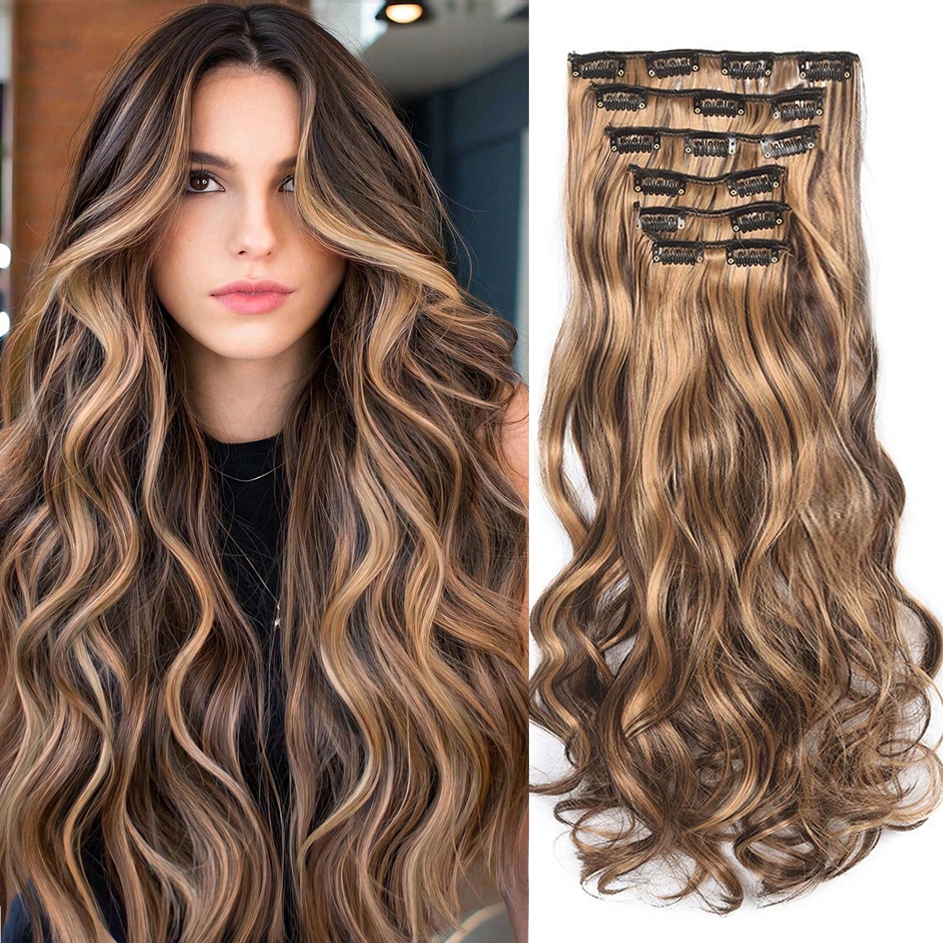 TEMU 6pcs Clip In Hair Extensions 20 Inch Long Wavy Synthetic Hair Extensions Halloween Christmas