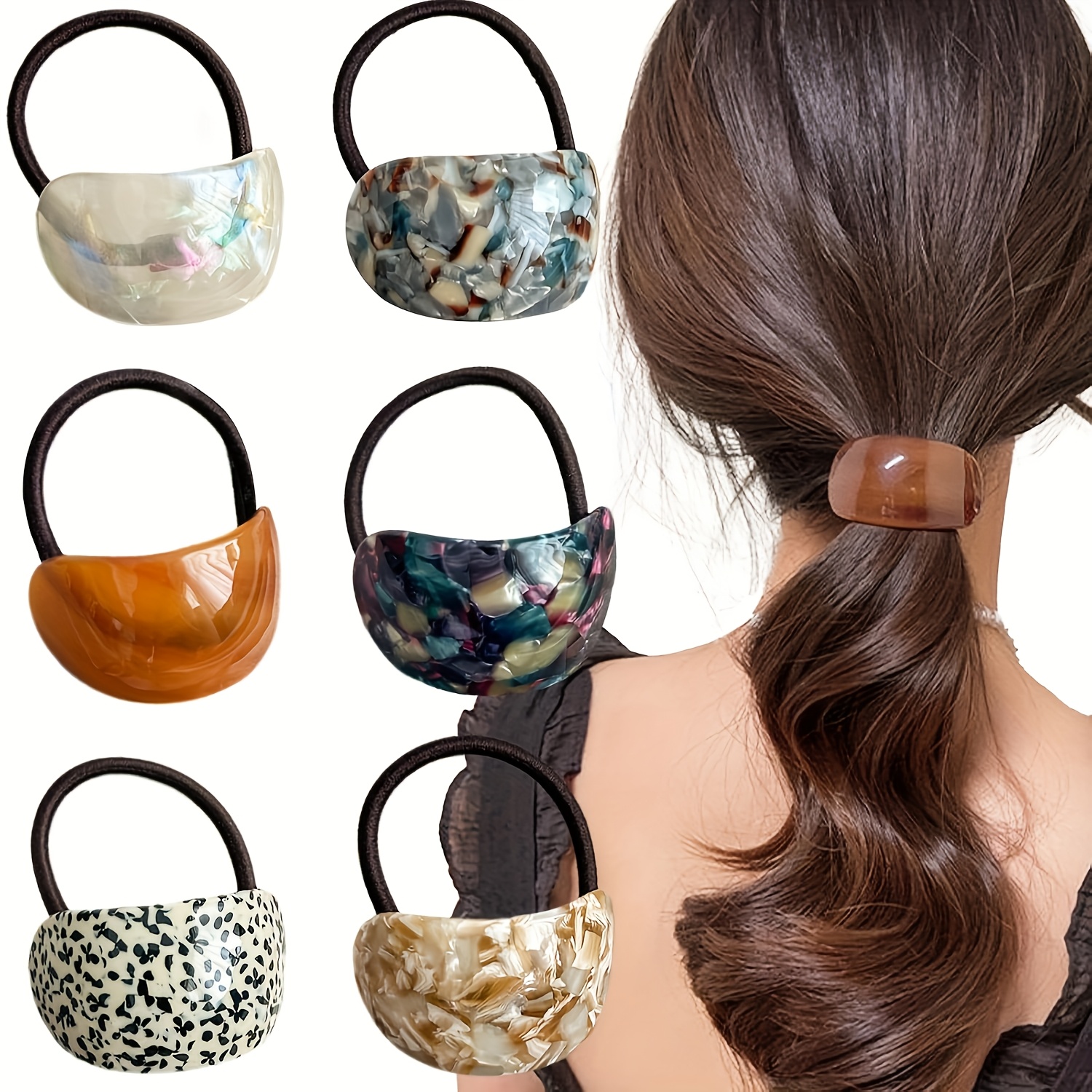 TEMU 6pcs Acetate Hair Tie Set