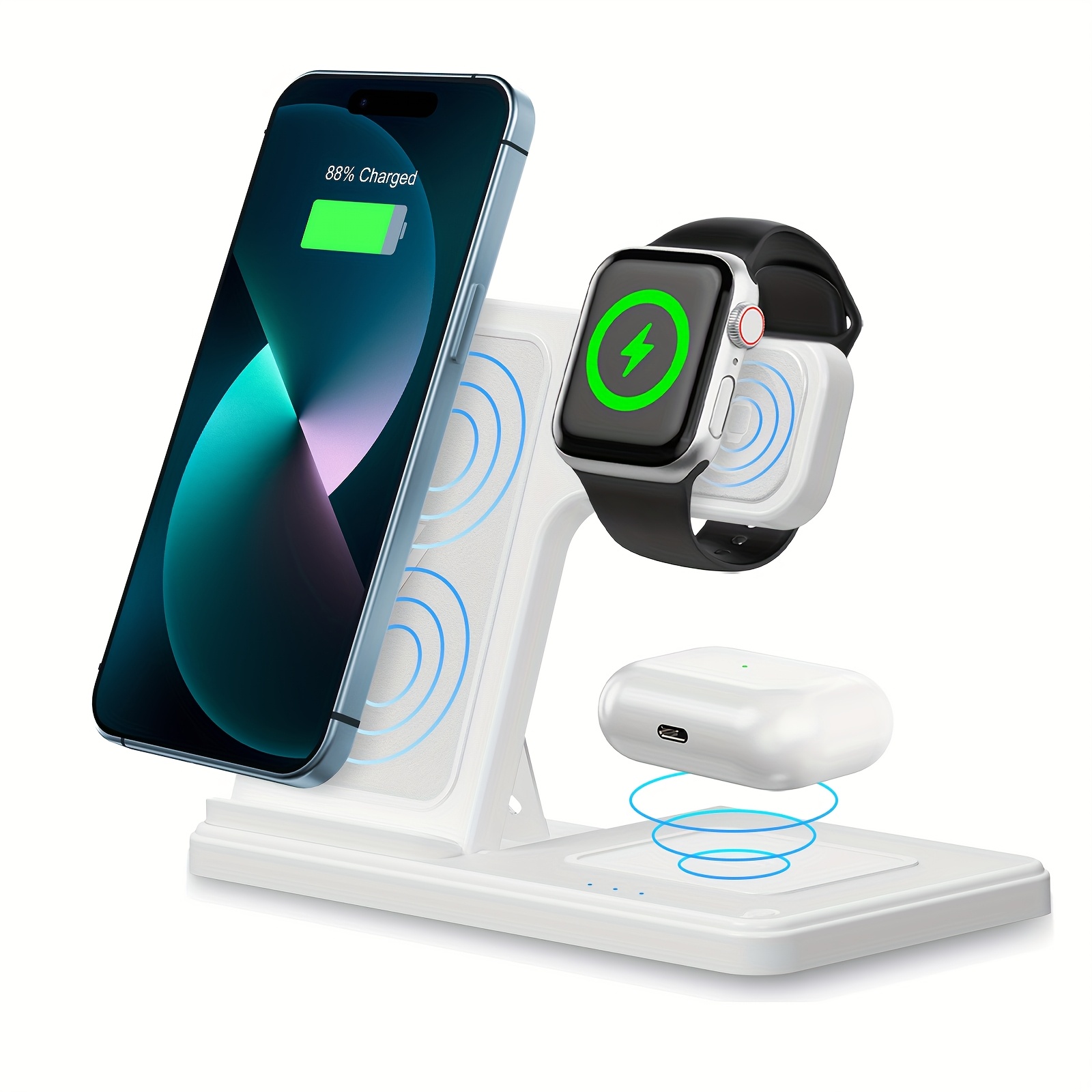 Wireless Charging Station 3 in 1 Standard 15W for Mag-Safe Fast Wireless Charger Stand, for Iphone16 15 14 13 12 11 X 8 Pro Max/Pro/Mini/Plus, for Iwatch Ultra 10/9/8 7/6/5/4/3/2 SE, for Airpods 4/3/2/Pro/Pro2 - Image 8