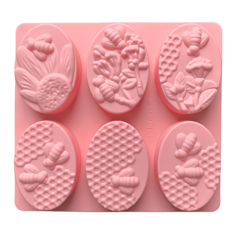 TEMU 1 moule en silicone ovale d'abeille à 6 cavités, moule en silicone , pour sel de bain explosif, fabrication artisanale de savon