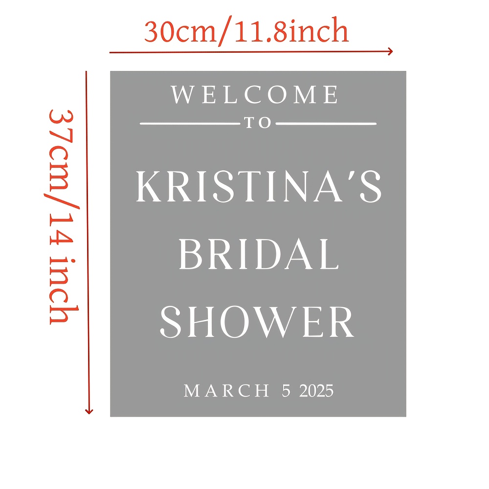 TEMU 1pc Bride Name & Date Wedding Sticker - Bridal Shower Sign With Vinyl, Elegant Black & White Script & Glittering Lettering For Wedding Boards,