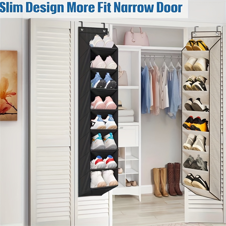 35-Pocket Over-The-Door Shoe Organizer - Mesh Hanging Storage Bag With 4 Metal Hooks (White)