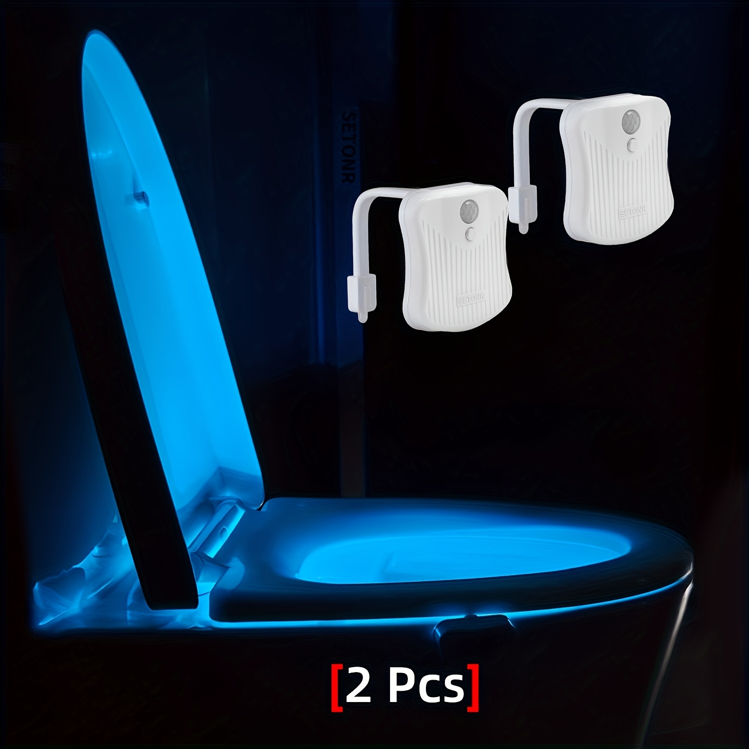 TEMU 2pcs Modern Infrared Sensor Toilet Light With Motion Detection & Night Light Suitable For Bathroom, Wall-mounted /off, 16 Color Options,
