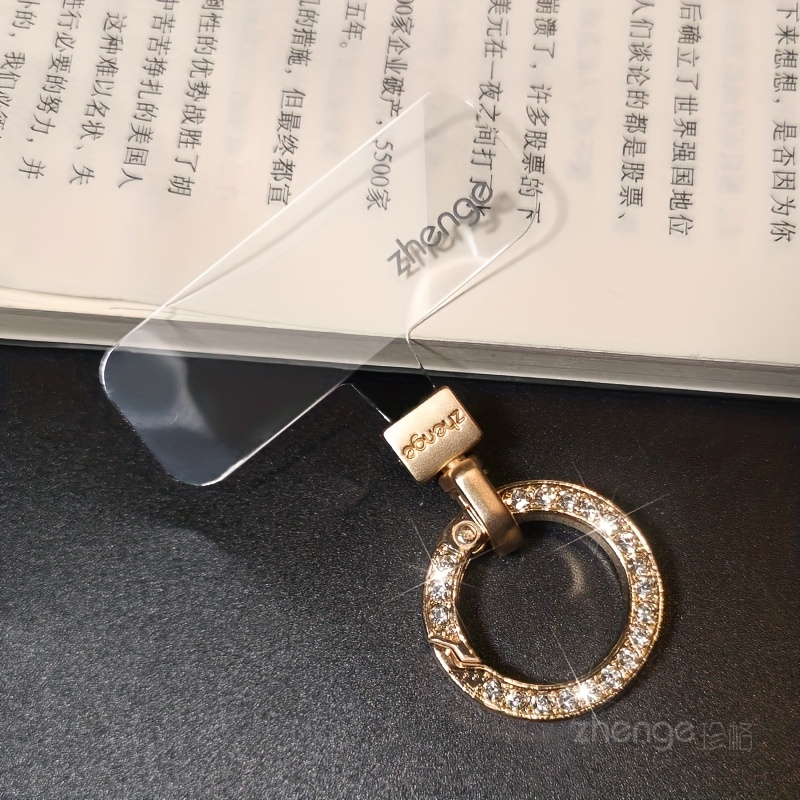 Rhinestone Round Mobile Phone Hanging Rope 360 Degree Rotation Head Clip Sheet Thin Pad Mobile Phone Chain Pendant Does Not The Shell Does Not Charging