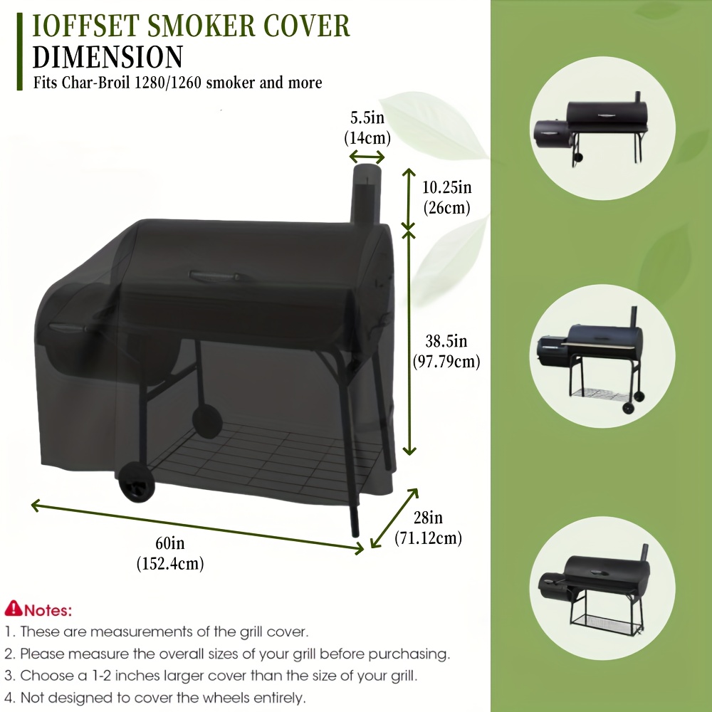 Image of Offset Cover 60 Inch, Outdoor Heavy Duty Charcoal Bbq Grill Cover, Outdoor Bbq Grill Cover, Garden Courtyard Bbq Grill Cover, Fade Resistant, Compatible For , -, And More (cover Only)