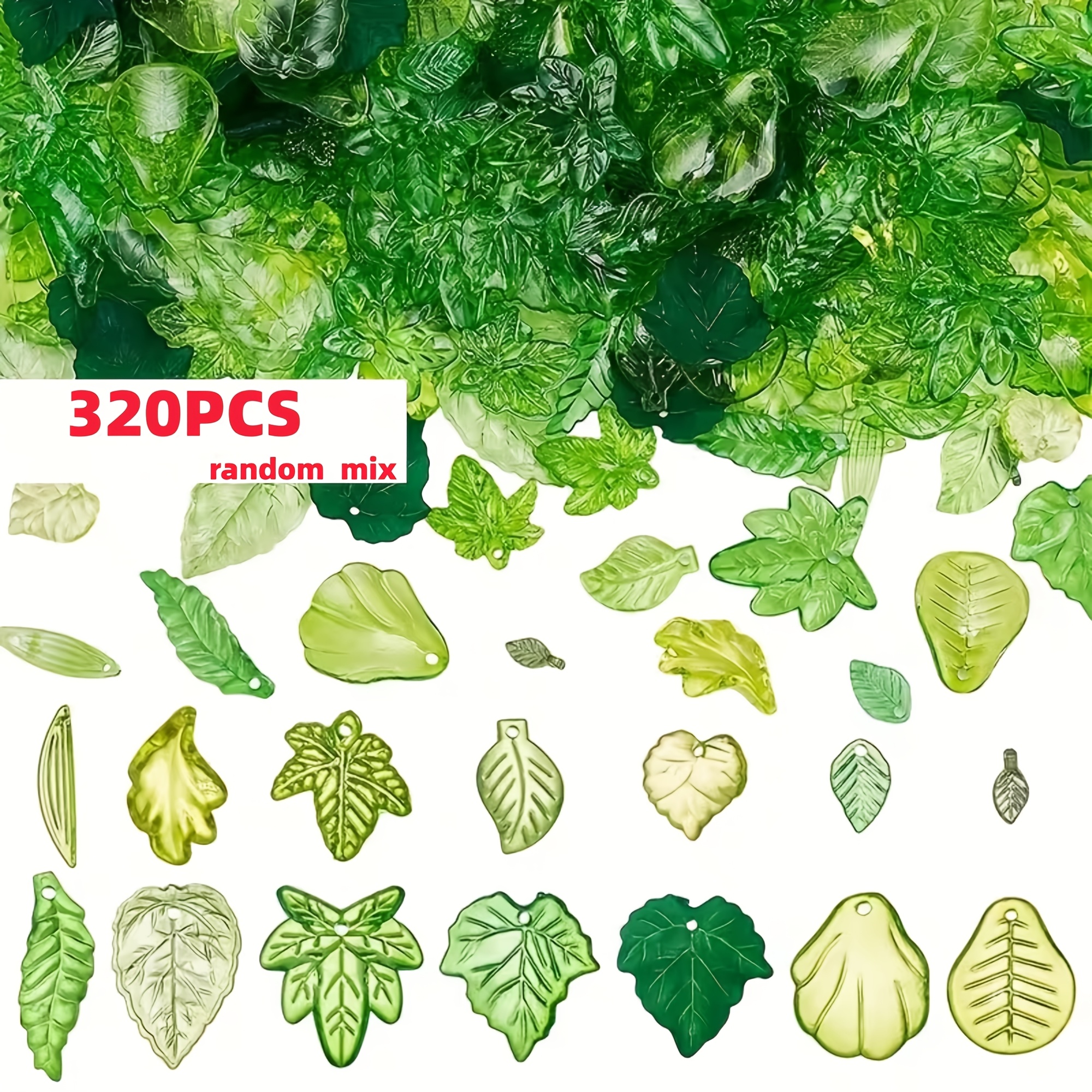 TEMU 320 Cuentas de con Colgantes de Hoja Curva, Cuentas de Plantas Perforadas Son Adecuadas para la Fabricación de Joyas, Adornos de Hojas Son
