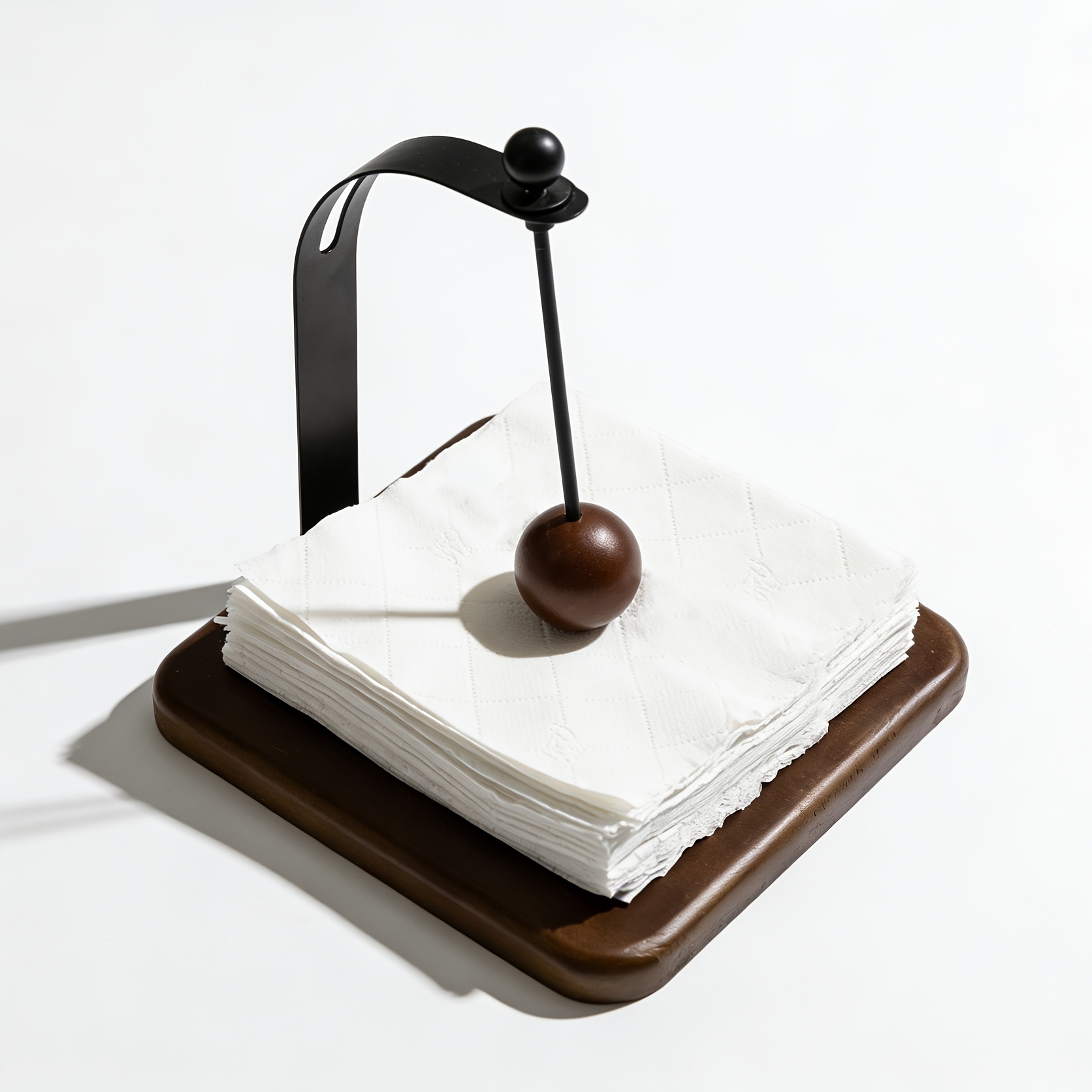 [Elegant Napkin Holder] 1pc Elegant Metal Napkin Holder with Spherical Knob | Sleek Black End, Ideal for Dining Table, Bedside Table, Living Room, Hotel, And Coffee Shop Decor