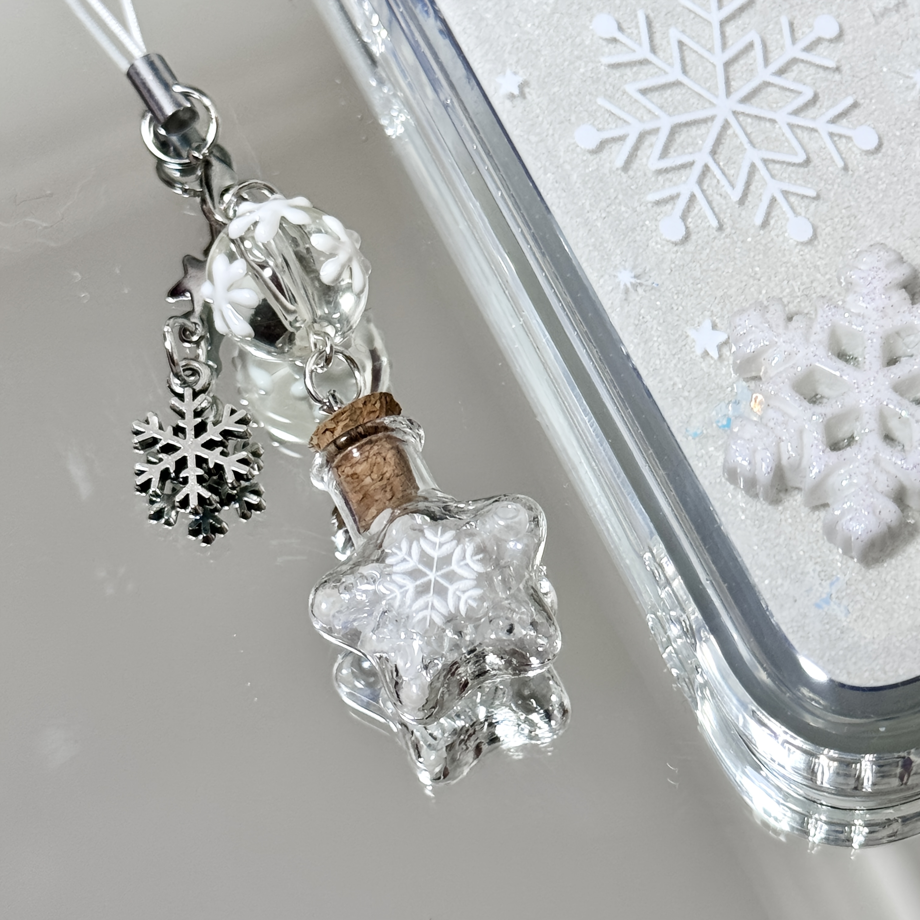 

1pc Bouteille de Souhaits de Noël avec Perles DIY, Chaîne de Téléphone Portable Simple et Mignonne, Pendentif de Carte Goben Adapté à l' des Femmes