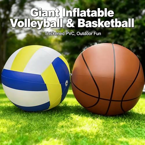 Giant Inflatable Volleyball |Thickened Viral Outdoor Sports Beach Ball, Oversized PVC Float Toy For Kids & Adults