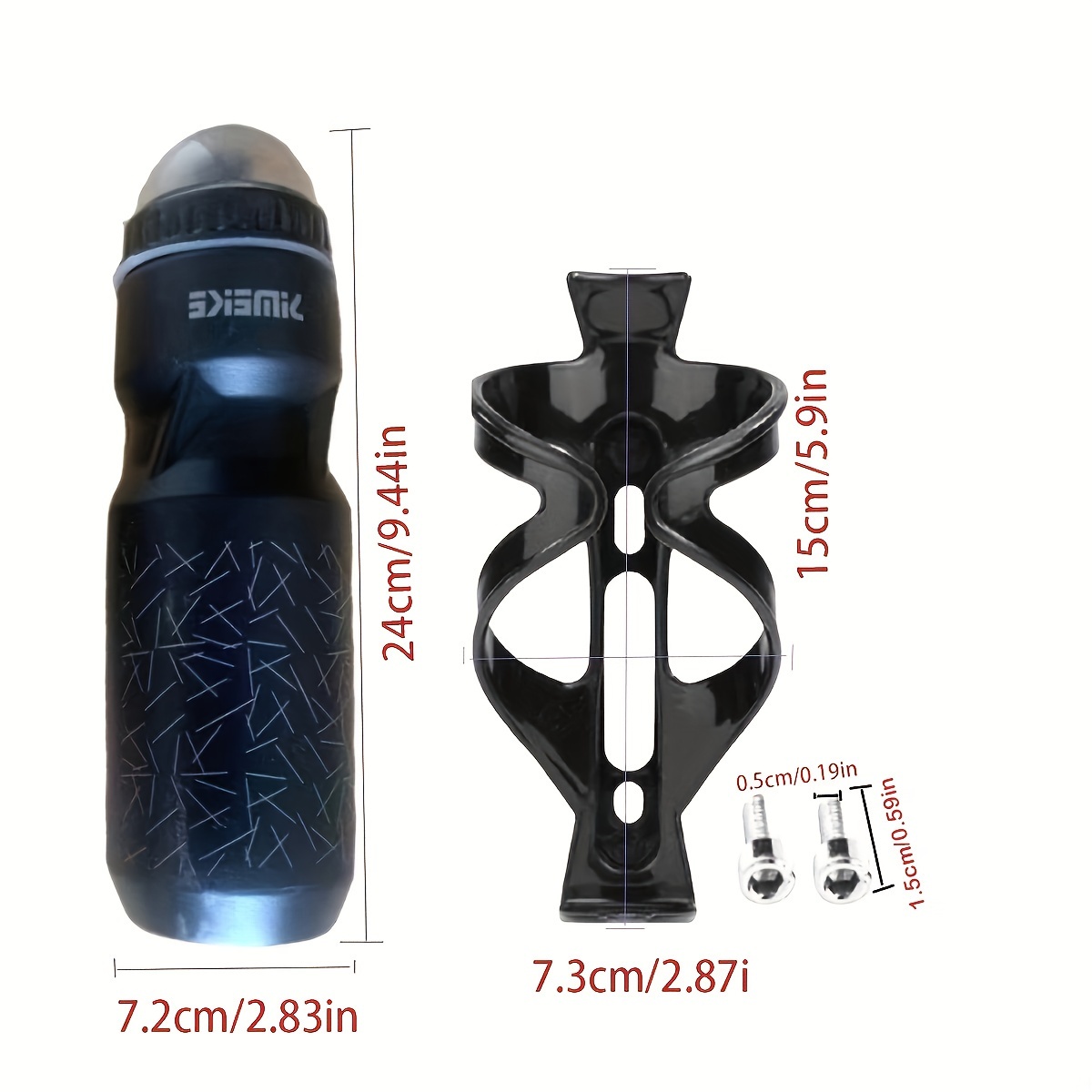 Image of Two-piece Set 750ml + Water Cup Holder Portable Cycling Water Bottle With Bracket And Screws - Slimming Durable Pp Outdoor Sports Cup, Black