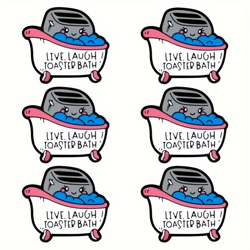 

6-piece Fun Live Laugh Toaster Bath Silicone Beads Set - Perfect For Diy Keychains, Bracelets, Necklaces & Pen Charms
