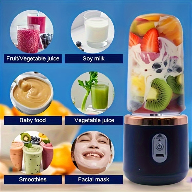 portable usb rechargeable mini dual cup juicer multi functional   for fresh juice smoothies and   ideal for home office and travel 1l capacity lithium battery plastic material details 6