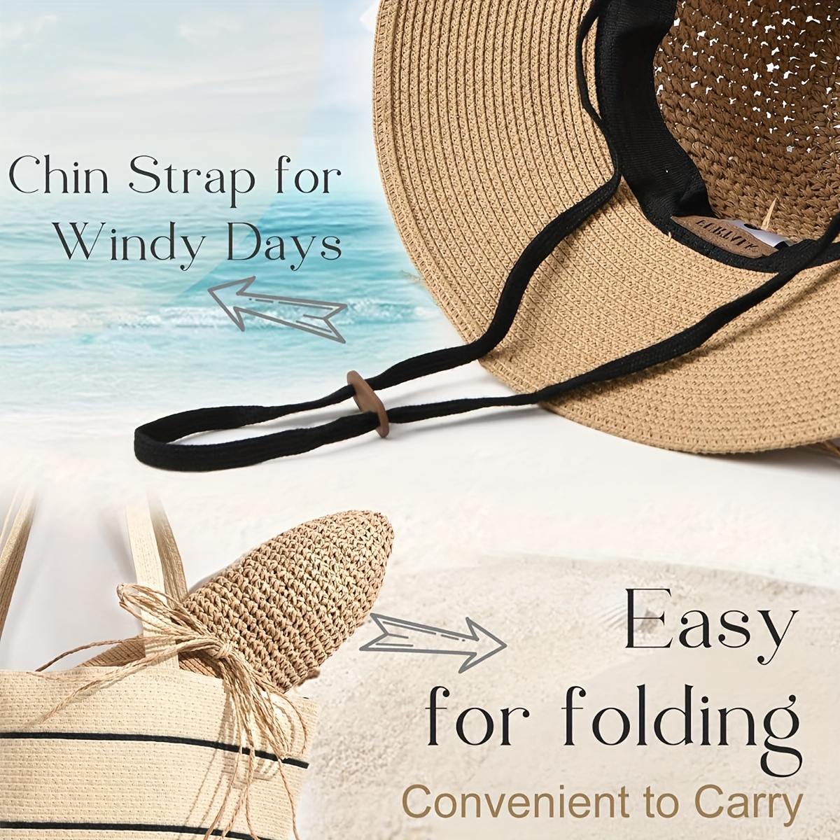 womens summer straw sun hats chin straps featuring wide  display picture 1