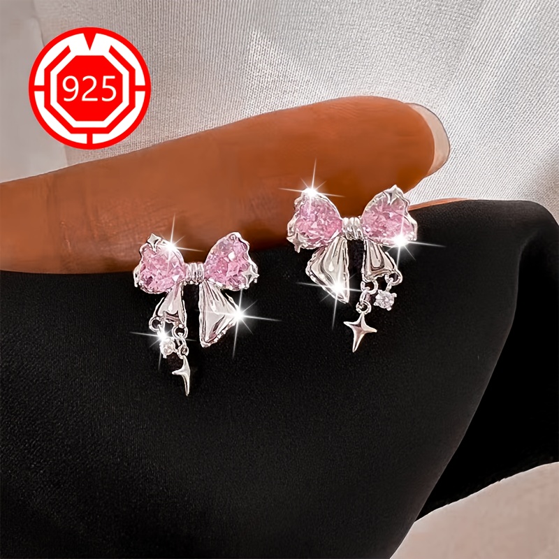 925 Silver Hypoallergenic Bow Ballet Style Earrings
