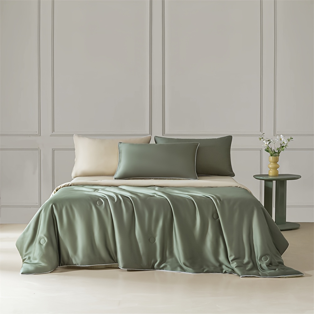 TEMU 4pcs (1 Summer Quilt   2 Pillowcases   1 Bed Sheet) Light Luxury Cool And Comfortable Sleeping Feeling Washed Summer Quilt Four-piece Set,
