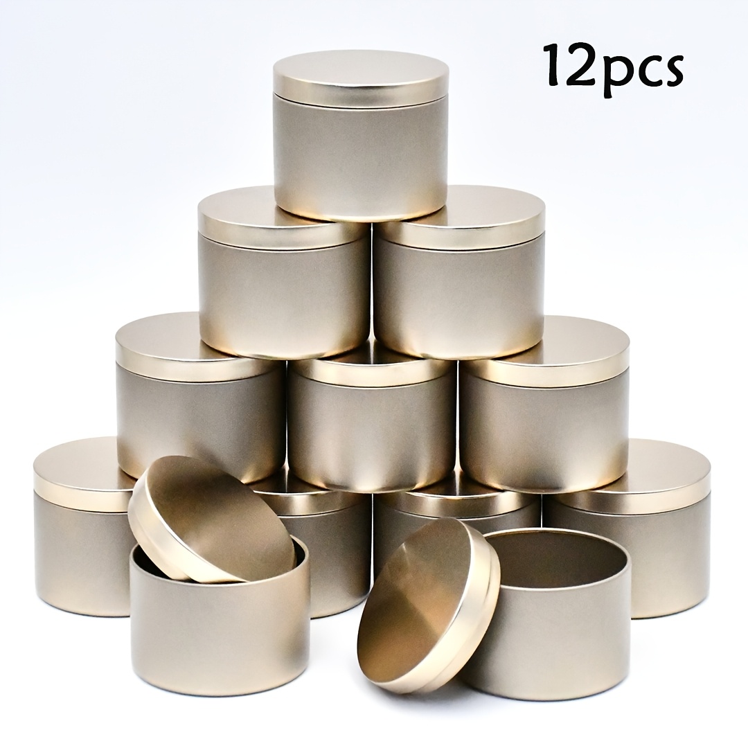 TEMU Set van 12 lege 8Oz roze gouden kaarsdozen met deksels, perfect voor het zelf maken van kaarsen