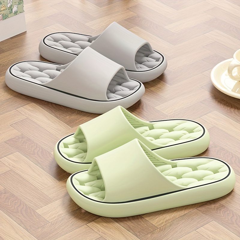 

Men's Solid Leaking Eva Slides, Non Slip Quick-drying Open Toe Slippers For Indoor Walking And Bathroom Shower