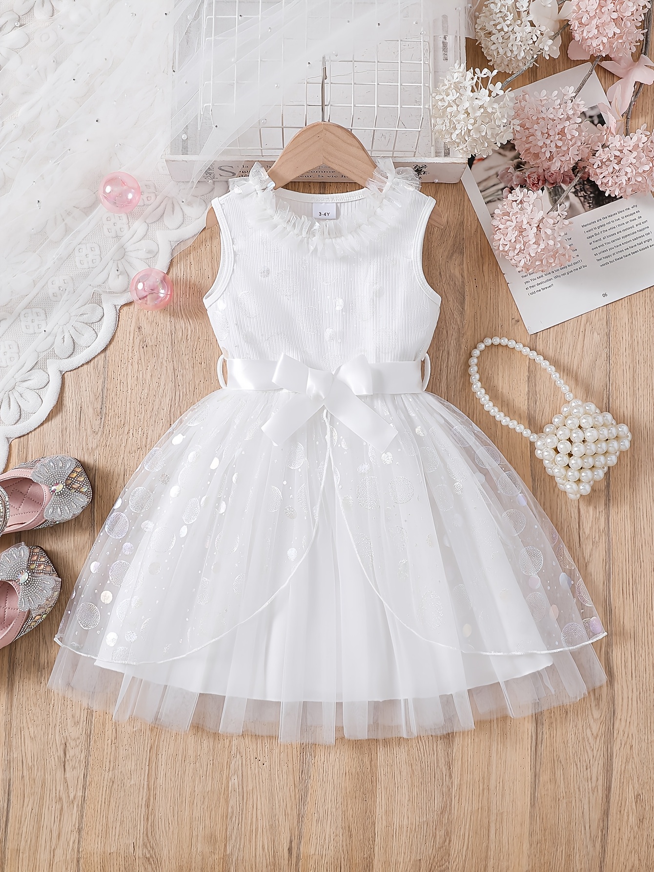 open lace back dress Ivory Princess Flower Girl Dresses Pretty Dress for Kids GL1053 – Viniodress main image 1