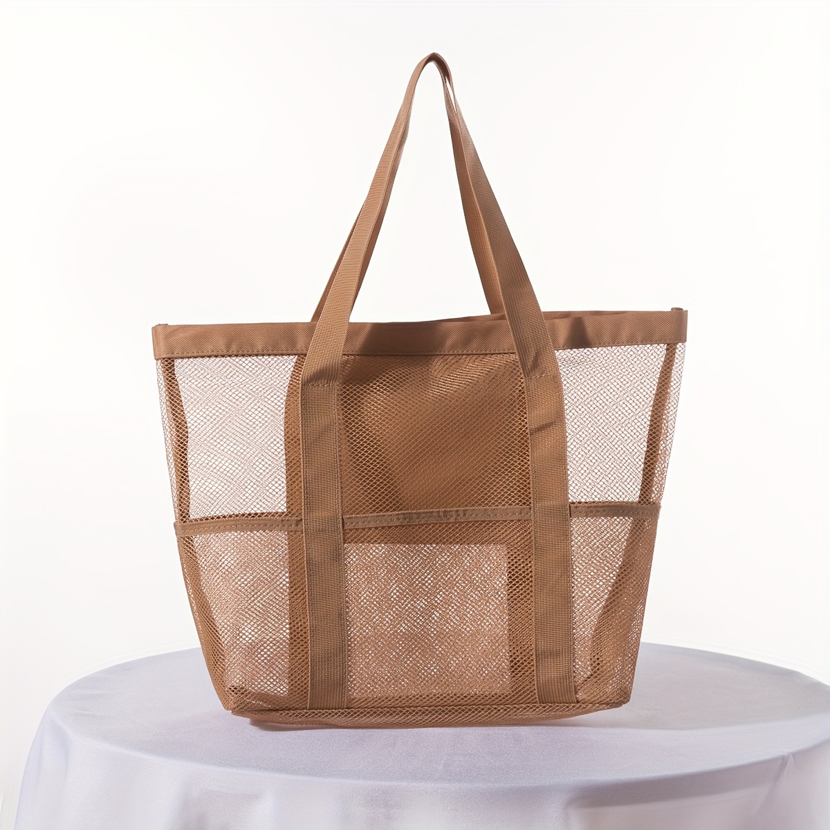 New Multifunctional Beach Bag, Travel And Vacation Handheld Shoulder Bag, Mesh Drainage Swimming Bag, Large Storage Tote, Multi-pocket Foldable Shopping Bag, Bath Bag, Suitable For Men And Women