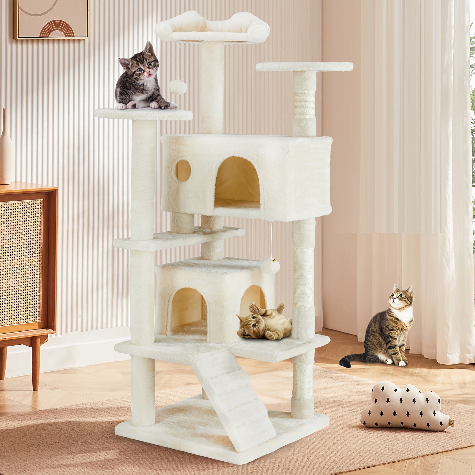 

54-inch Cat Tree Tower – Multi-level Cat Tower With Sisal Scratching Post, Gift, Indoor Cat Tree With Condo, Climbing Ladder, Plush Toy, And More Cat Stuff, Christmas Tree