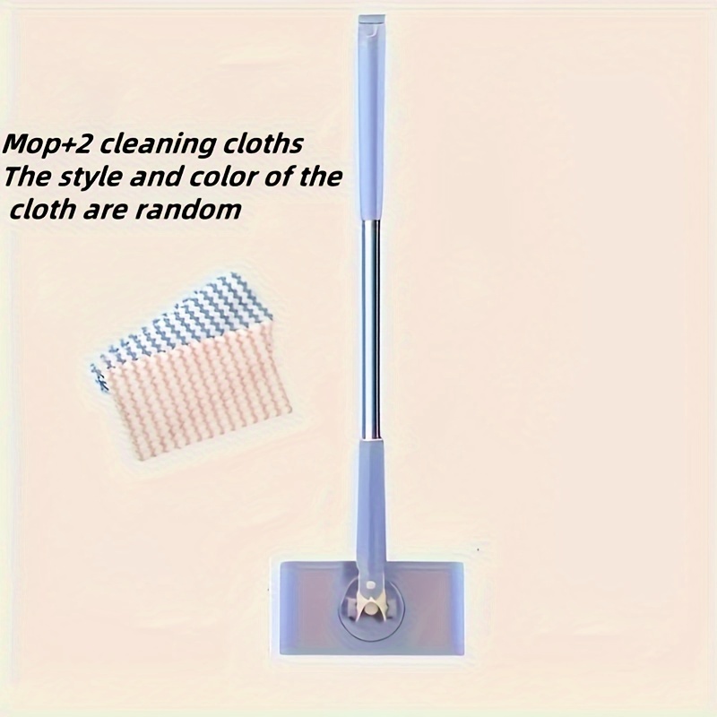 TEMU 360° Rotatable Flat Mop With 2 Reusable – Manual, No Battery Needed – Multipurpose Cleaning Tool – Plastic & Stainless Steel For Home , Kitchen, Bathroom, Room