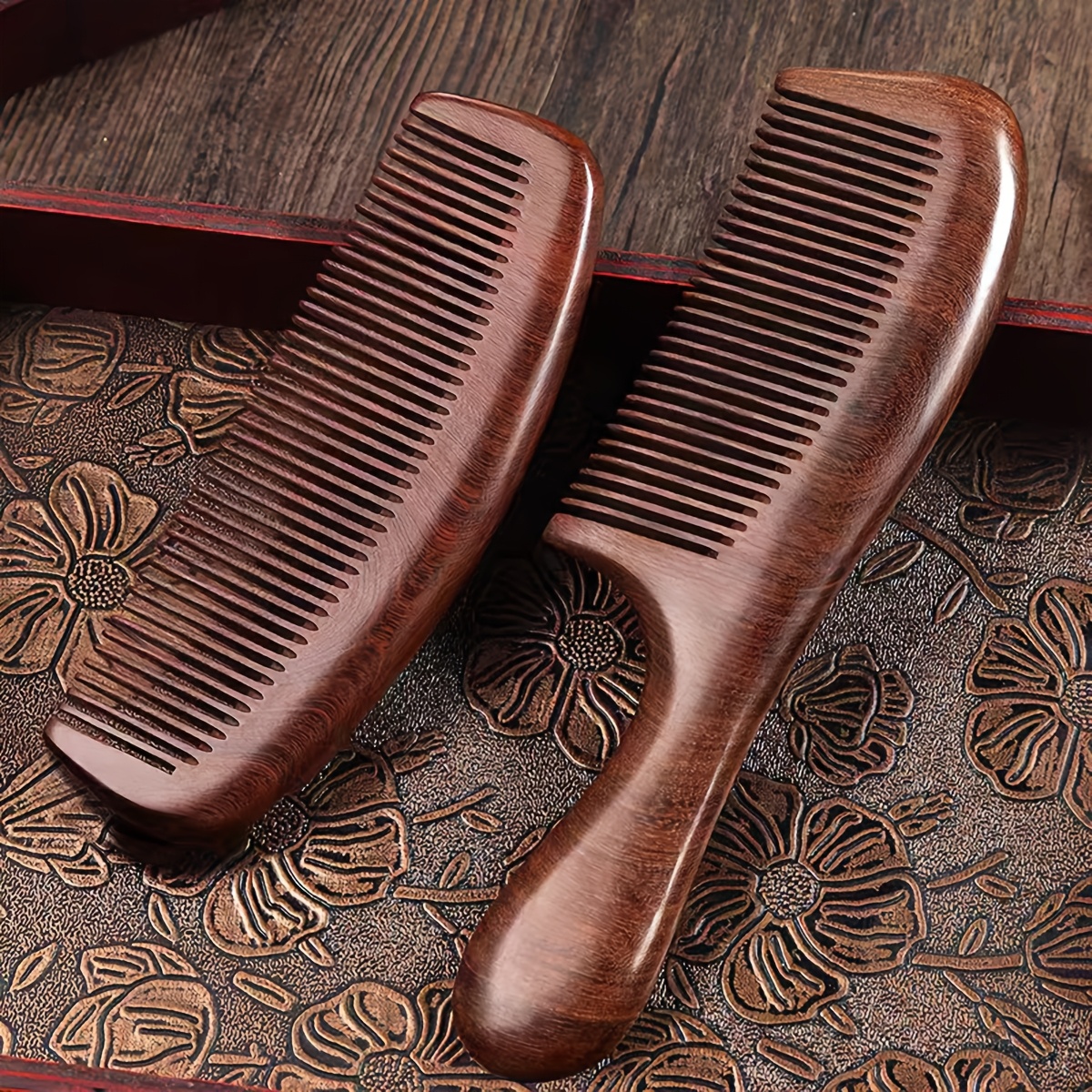 

1pc-2pcs Solid Wood Natural Comb For Men And Women, Anti-static Massage, Home Solid Wood Comb