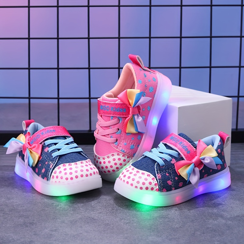 2024 autumn new childrens light sports shoes colorful bow Temu