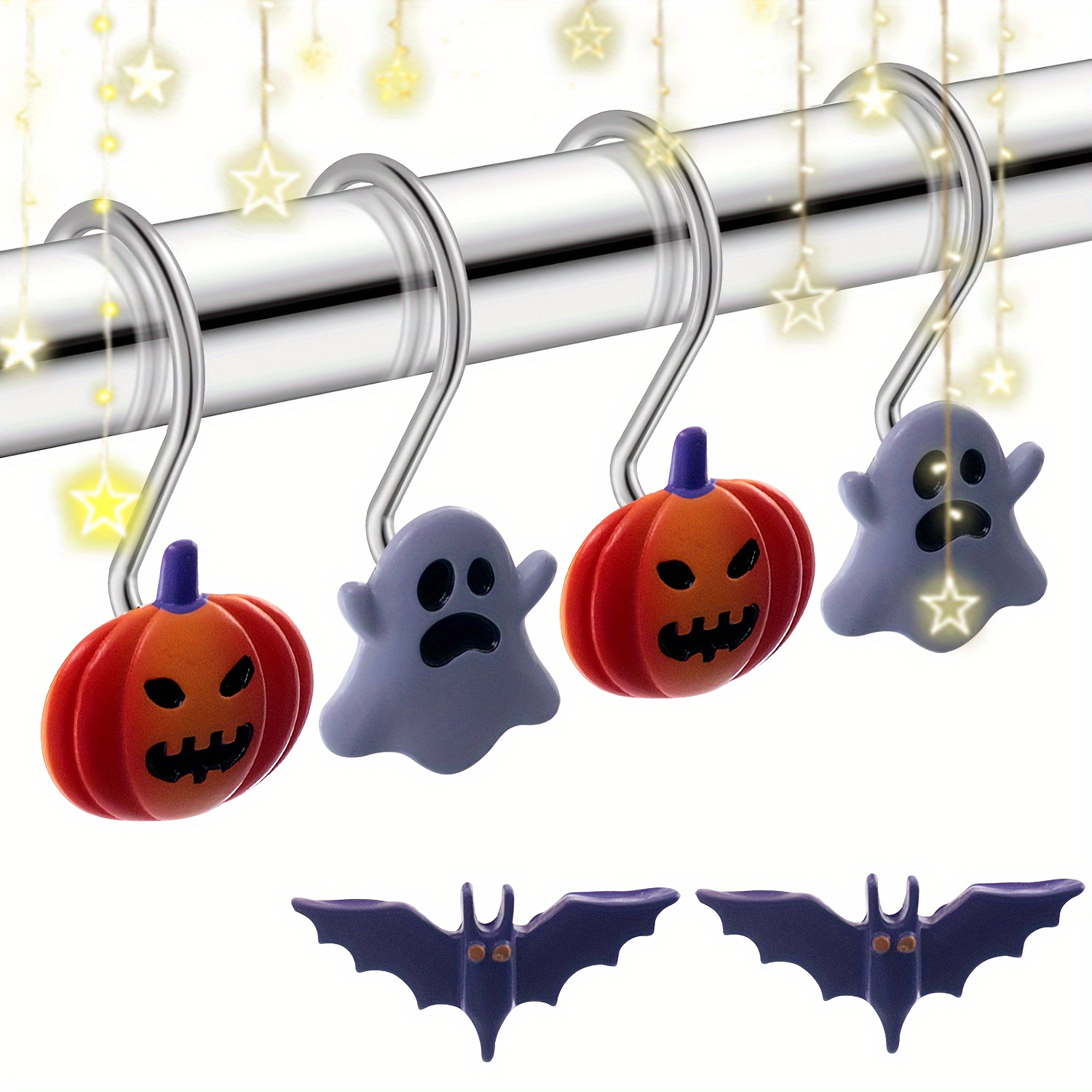 TEMU Set Of 12 Halloween-themed Hooks For The Bathroom, Made Of Stainless Steel - Featuring Spooky Ghost, Jack-o-lantern Pumpkin, And , Sturdy Enough