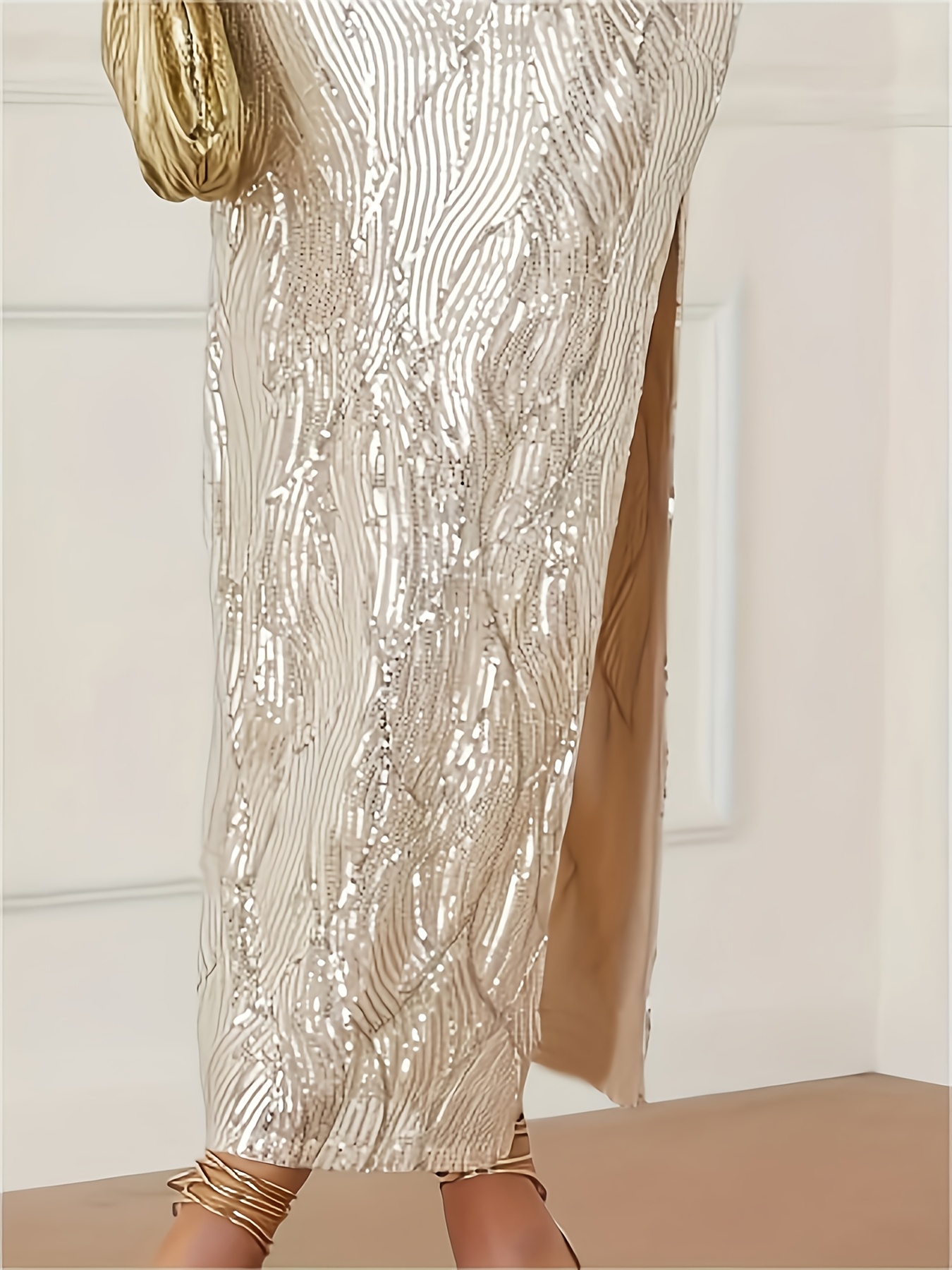 a sophisticated silvery sequin slip dress a fitted - Temu Mauritius