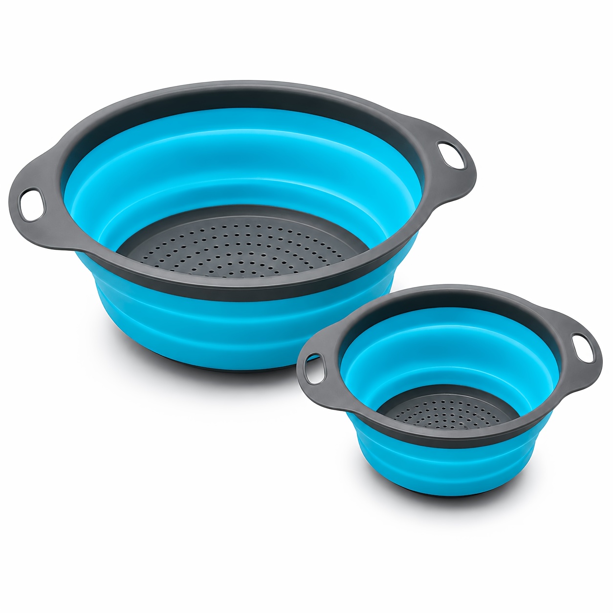 TEMU 2pcs Set Of Collapsible Drain Baskets - Kitchen Filters, Suitable For Pasta, Vegetables, Fruit Salads, Noodles, Easy- With Handle, Perfect