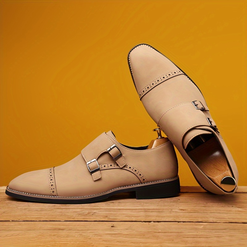 plus size mens casual square toe dress shoes beige trendy - Temu
