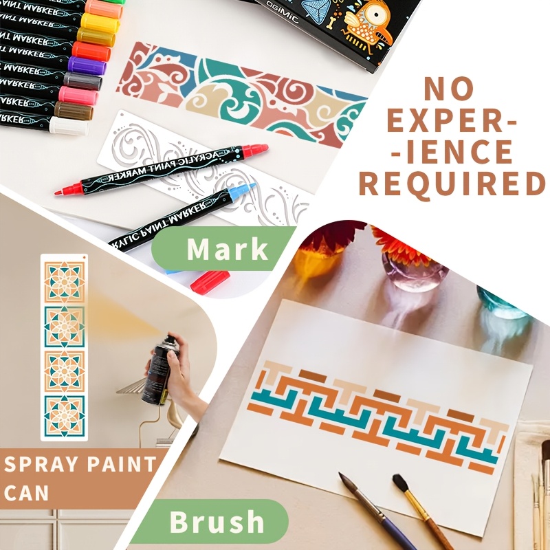 12pcs reusable stencil templates with floral leaf swirl patterns compatible for wood canvas painting compatible with by numbers diy crafts furniture canvas art reusable stencils for flower leaf designs Product details 3