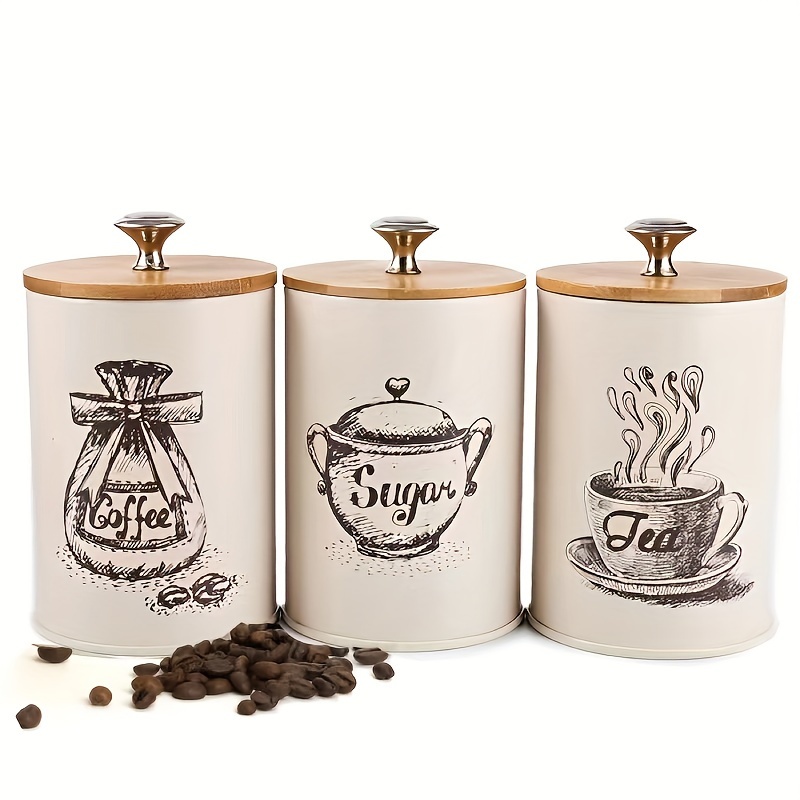 

Choxila 3-piece Metal Canister Set With , Hand Washable, Round Containers For Coffee, Sugar, Tea Storage - Reusable, No Electricity Needed