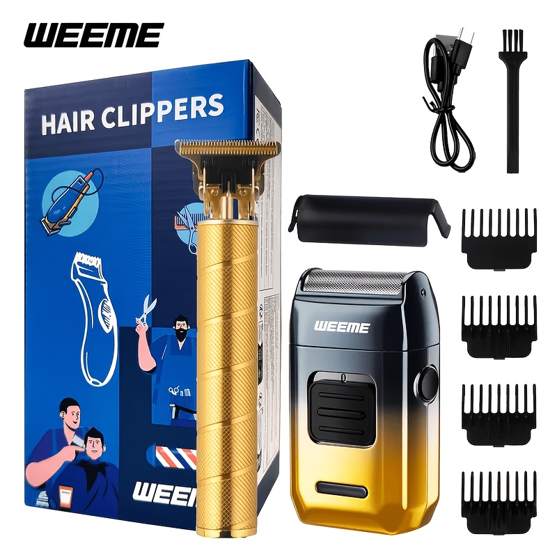 TEMU Weeme 2pcs 4pcs Hair Clipper Set, Professional Grooming Kit For Men, Includes Hair Clipper, Shaver, Trimmer And Nose Hair Trimmer, Gradient ,