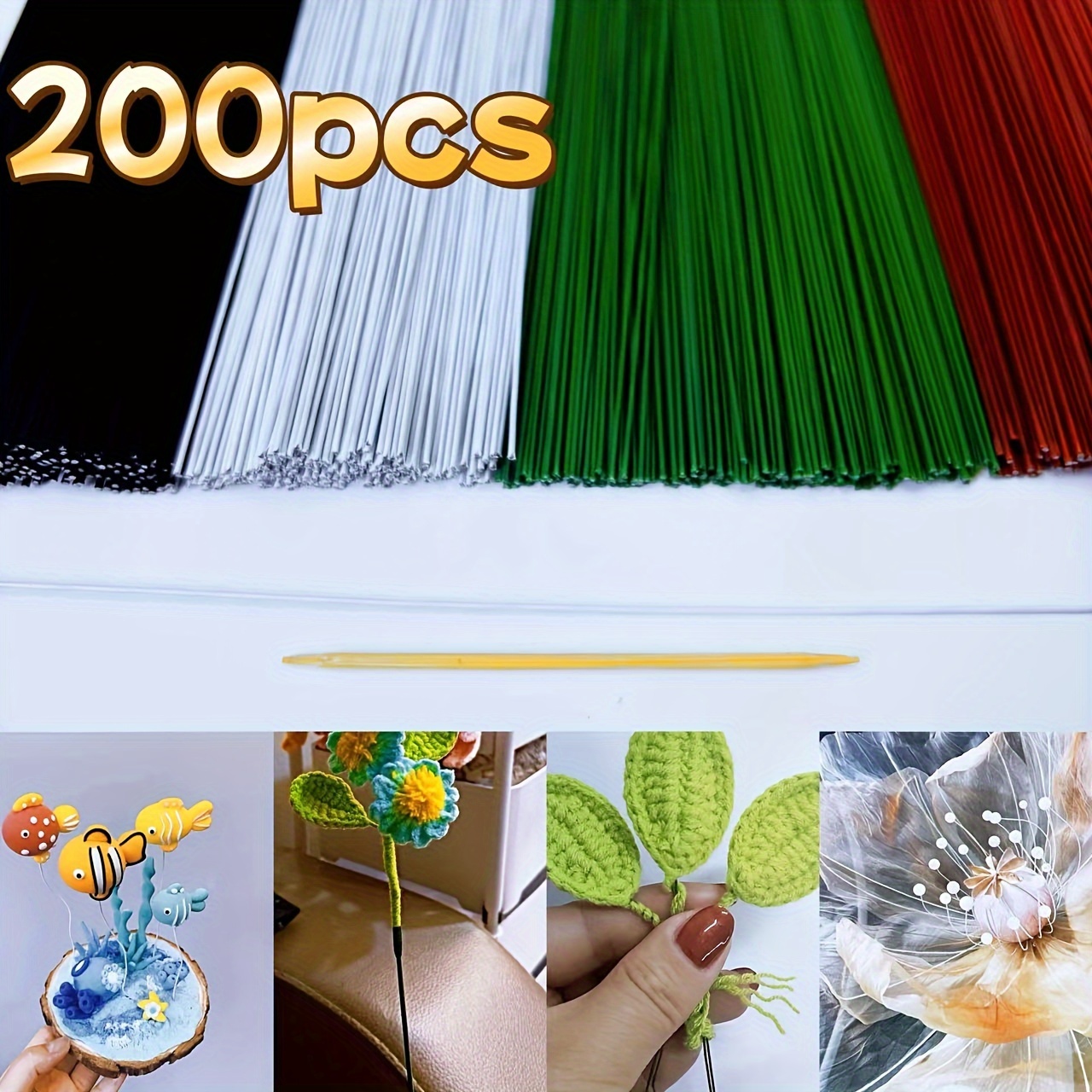 

200pcs Floracraft , 20cm/7.87" Length, 0.7mm Diameter, For Diy , Coated For , Simulation Accessories And Supplies