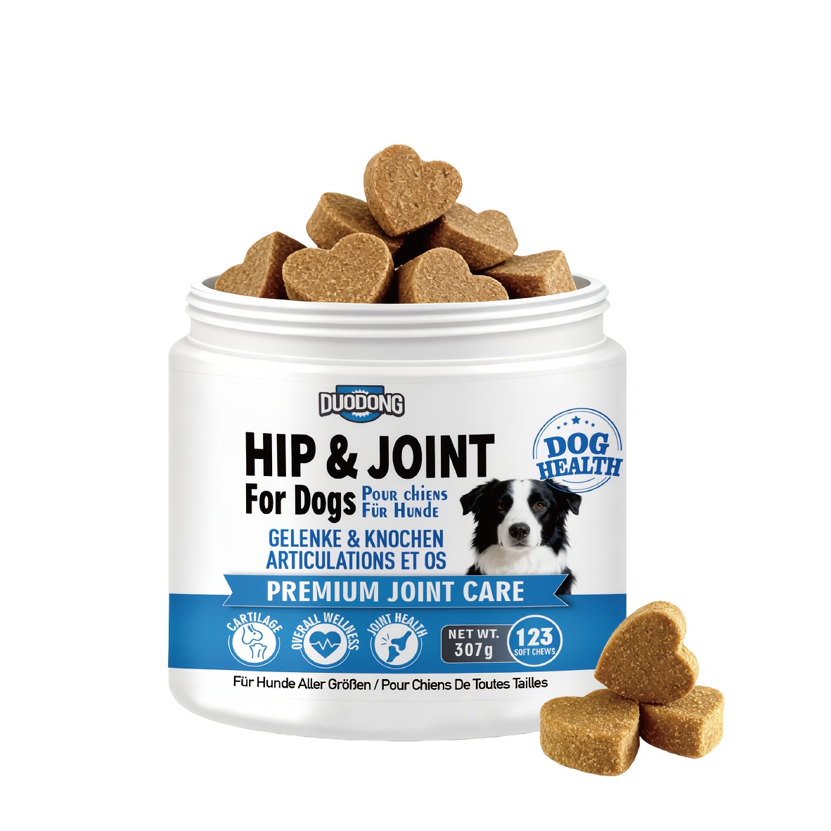 123 Chews Hip & Joint Supplement For Dogs | & 3 | Supports Mobility & Eases | For All Breed Sizes | Brand: Duodong