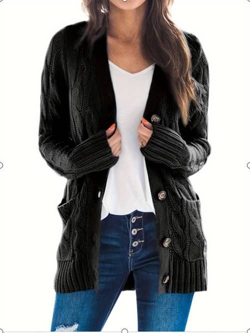 womens front cardigan fashion button thick knit coat lightweight cardigan casual long sleeve knitted cardigan with pockets
