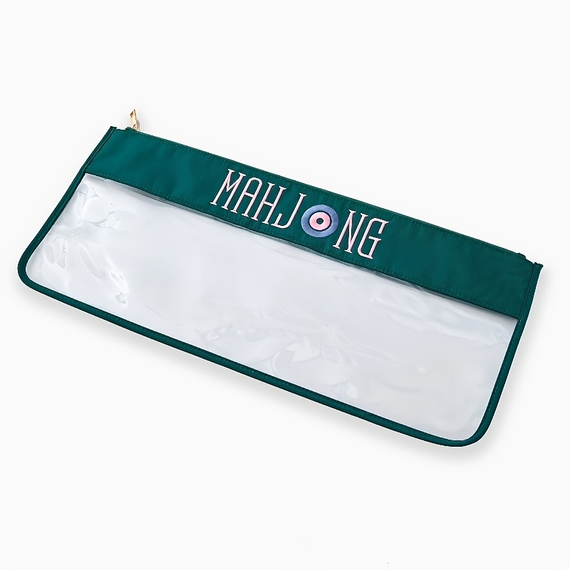 TEMU Teal Mahjong Zipper Bag, Large Capacity Pvc Travel Toiletry Organizer, Portable Storage Pouch With Secure Zipper, Durable For & Toiletries