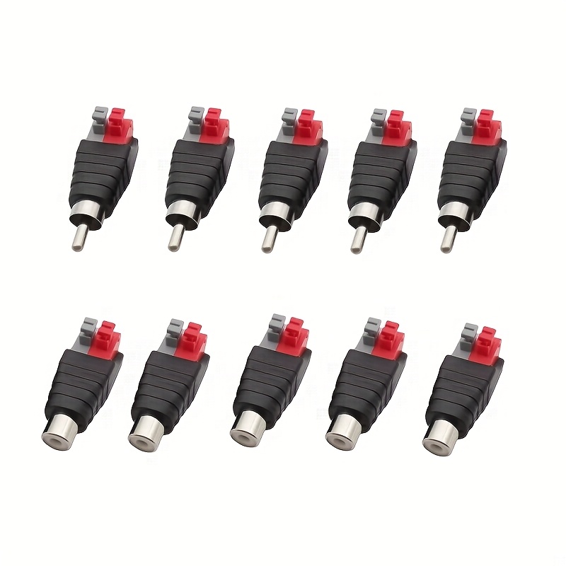 5 Pairs A/v Cable To Audio Rca Male Female Connector Adapter Jack Press Plug Plug For Audio