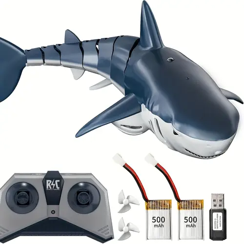 remote controlled water spraying shark with light and water spray functions water toy rechargeable lithium battery swimming pool and lake toy birthday gift electric remote control boat