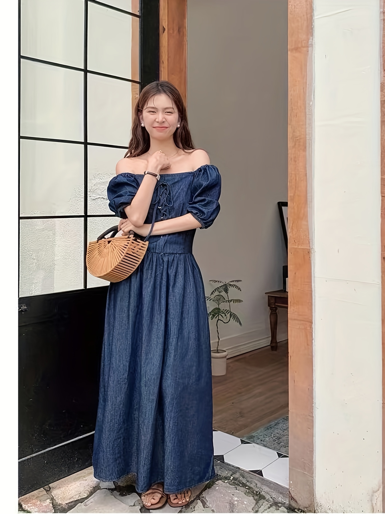Long Sleeve Off Shoulder Jean Dress Jeans Dress 2025: Stylish