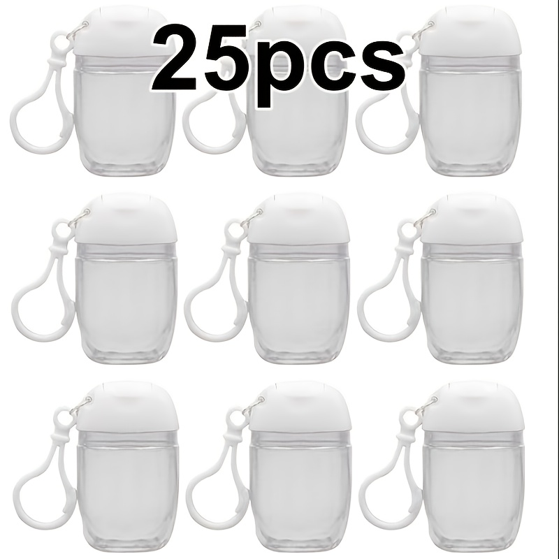TEMU 25pcs Bottle Set With Keychains, 1.01oz Each Refillable Cosmetic Containers, White Portable Vials Hand Sanitizer, Lotion, Backpack Essential