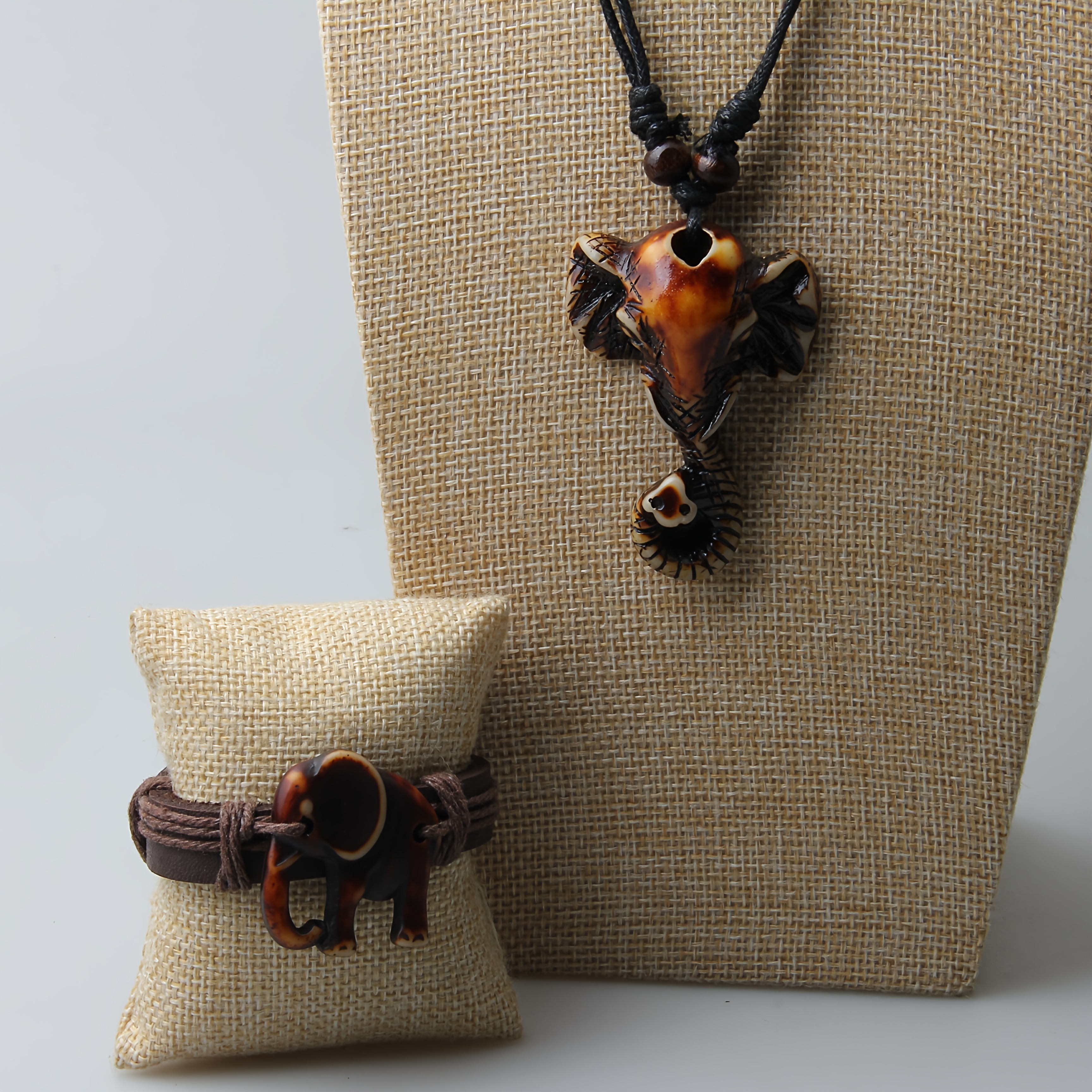 2pcs Retro Sea Turtle & Elephant Couple Pendant Set